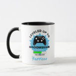 Wedding  Groomsman Leveled Up Gamer Fun Mug<br><div class="desc">A modern groomsman gift idea for those who love playing computer generated games,  featuring two games consoles and a humor statement "Leveled Up To Groomsman" Just customize with a personal name for that extra special touch at no extra cost.</div>