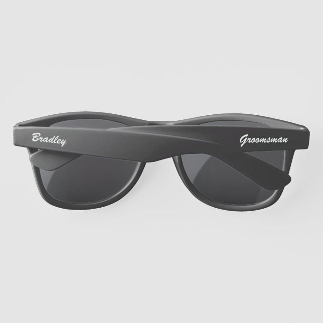 Wedding Groomsman Modern Personalized Name Custom Sunglasses (Back)