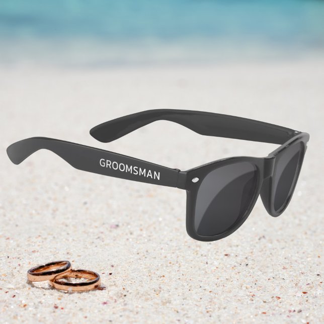 Wedding Groomsman Modern Personalized Name Custom Sunglasses (Creator Uploaded)