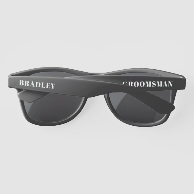 Wedding Groomsman Modern Personalized Name Custom Sunglasses (Back)