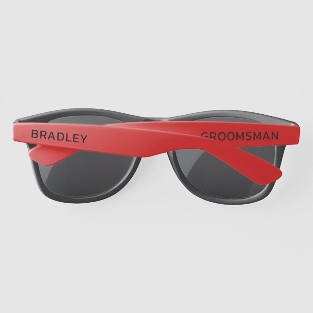 Wedding Groomsman Modern Personalized Name Custom Sunglasses (Back)