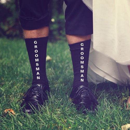 Wedding Groomsman Personalized Black Socks