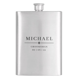 Wedding GROOMSMAN Personalized Name & Date Flask
