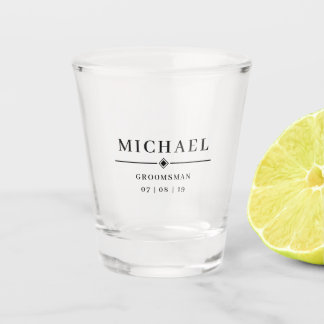 Wedding GROOMSMAN Personalized Name & Date Shot Glass