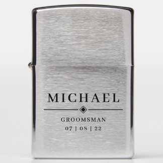 Wedding GROOMSMAN Personalized Name & Date Zippo Lighter