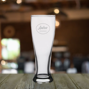 Wedding Groomsman Stylized Name Etched Pilsner Glass