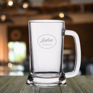 Wedding Groomsman Stylized Name Etched Stein