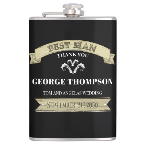 Wedding Groomsman Vintage Classic Simple Flask