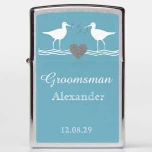 Wedding Groomsmen gift Nautical dusty blue Zippo Lighter
