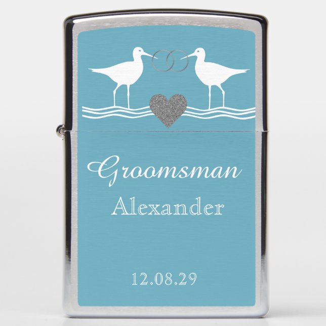 Wedding Groomsmen gift Nautical dusty blue  Zippo Lighter (Front)