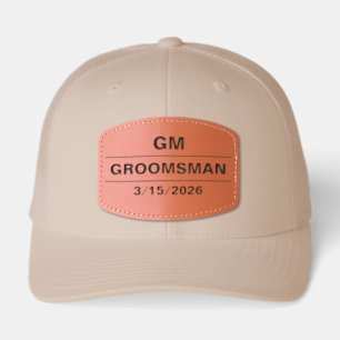 Wedding Groomsmen Gifts Monogram Groom bachelor  Leather Patch Hat