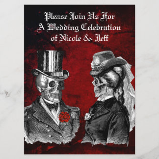 Wedding Grunge Skull Couple Custom Invitation
