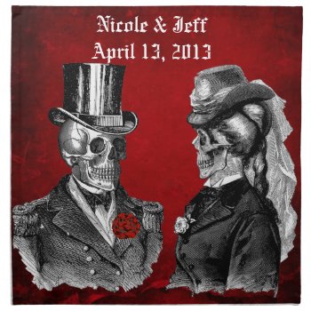 Wedding Grunge Skull Couple Custom Napkin by Punk_Your_Party at Zazzle