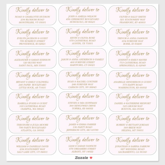 Wedding Guest Address Custom-Cut Vinyl Sticker (Sheet)