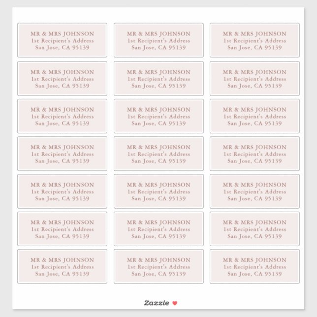 Wedding Guest Address Label 21 Different Addresse (Sheet)