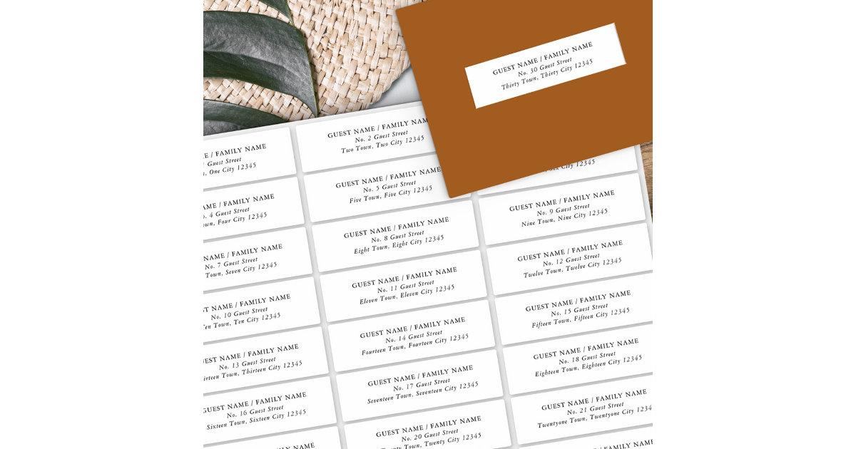 Wedding Guest Address Label 30 Different Addresses Zazzle