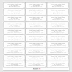 Wedding Guest Address Label 30 Different Addresses | Zazzle