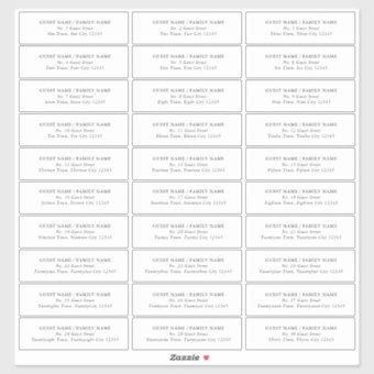 Wedding Guest Address Label 30 Different Addresses | Zazzle