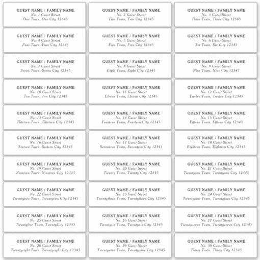 Wedding Guest Address Label 30 Separate Addresses Zazzle