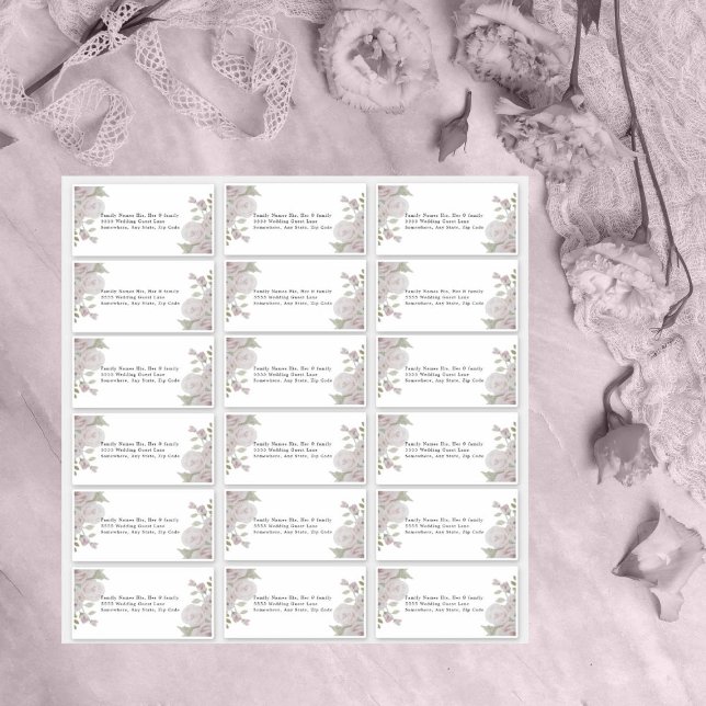 Wedding Guest Address Label Blush Pink Gray Floral (Creator Uploaded)