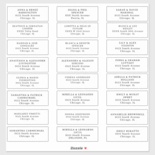Wedding guest Address labels Cut Vinyl Sticker