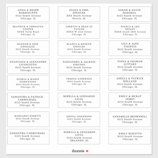 Wedding guest Address labels Cut Vinyl Sticker (Sheet)