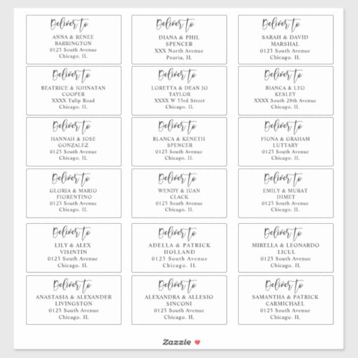 Wedding guest Address labels Cut Vinyl Sticker Zazzle