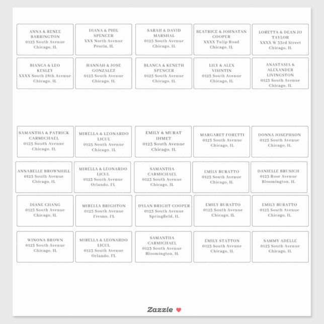 Wedding guest Address labels Cut Vinyl Sticker (Sheet)