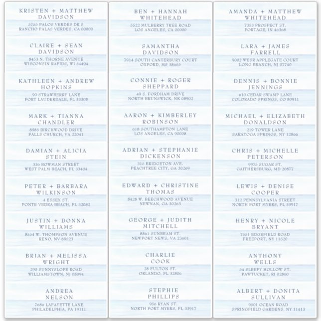 Wedding Guest Address Labels Ocean Watercolor (Front)