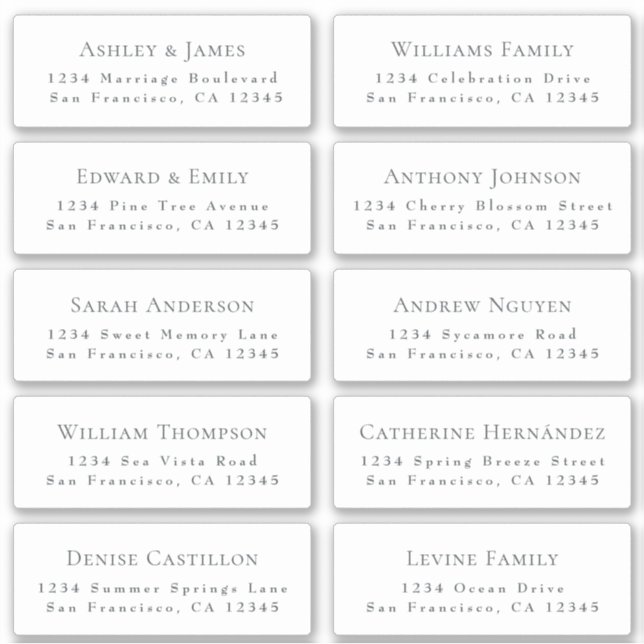 Wedding Guest Address Labels ORDER 6" or 8"! (Front)