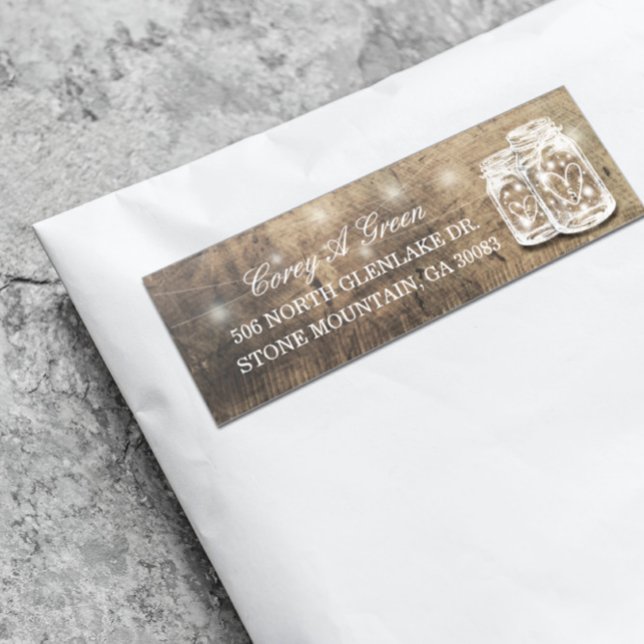 Wedding Guest Address Mason Jars Wood String Light Sticker (Creator Uploaded)