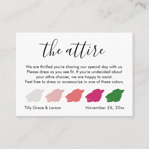 Wedding Guest Attire  Color Palette Suggestions Enclosure Card