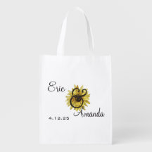 Wedding guest bag favor with sunflower