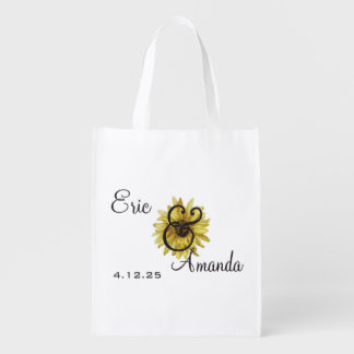Wedding guest bag favor with sunflower