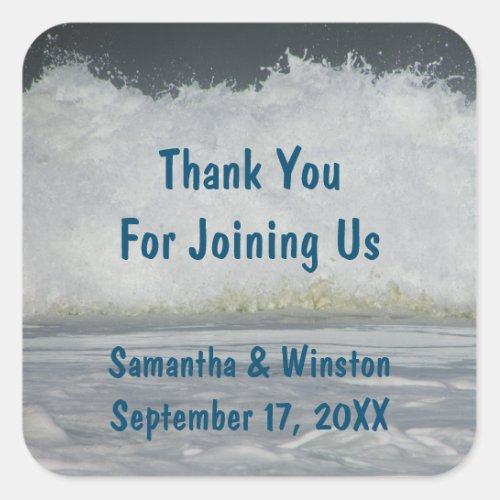 Wedding Guest Beach Ocean Ceremony Thank You Square Sticker