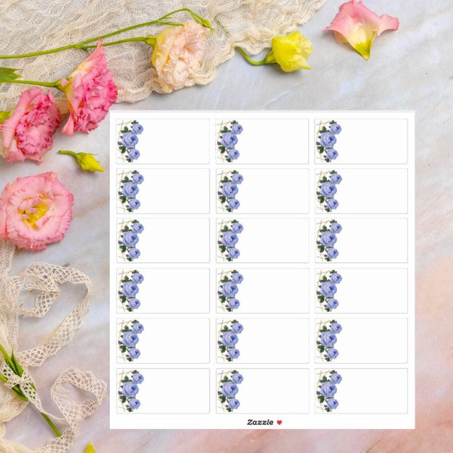 Wedding Guest Blank Add Name Labels Blue Floral (Creator Uploaded)