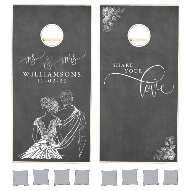Wedding Guest Book Alternative Elegant Mr & Mrs Cornhole Set (Set)