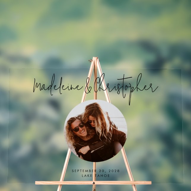 Wedding Guest Book Alternative Script Photo Acrylic Sign (Neutral)