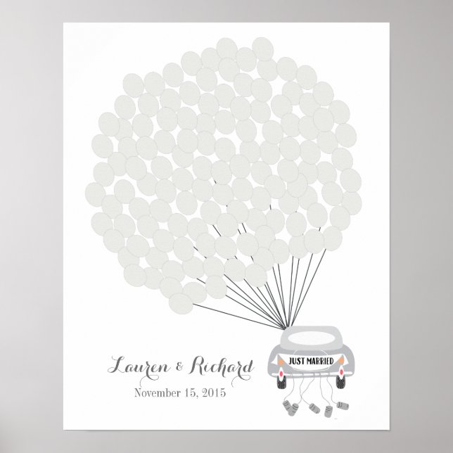 Wedding Guest Book Alternative with gray balloons (Front)