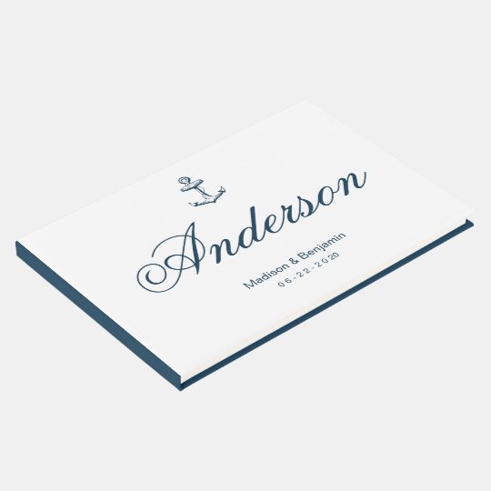 Wedding Guest Book, Anchor, Navy Blue, Beach Guest Book