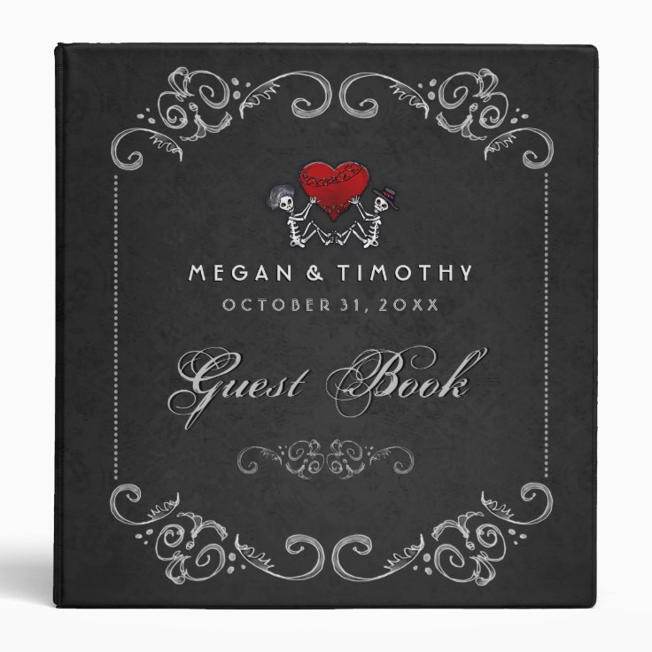 Wedding Guest Book Binder Skeletons with Heart Zazzle