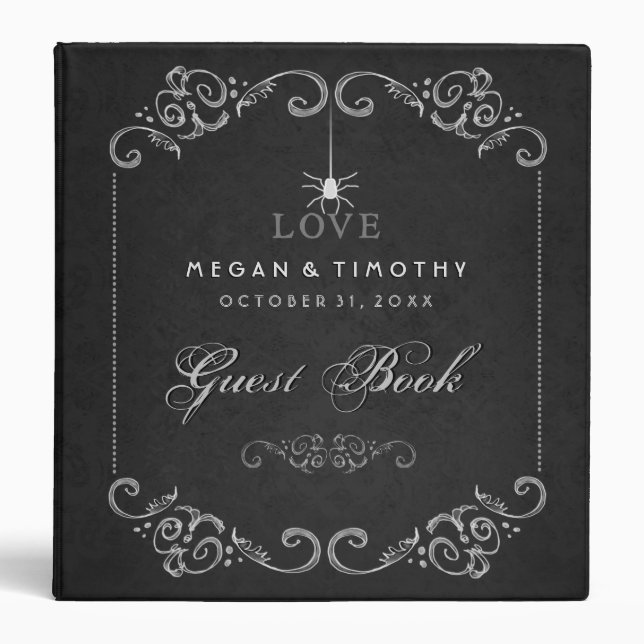 Wedding Guest Book Binder - Spider Gothic LOVE (Front)