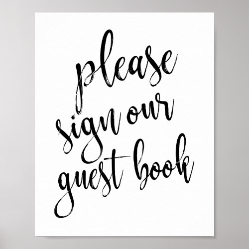 Wedding Guest Book Black and White 8x10 Sign