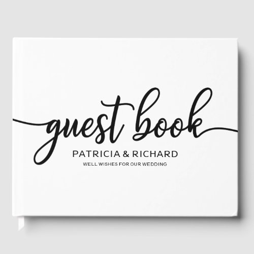 Wedding Guest Book Black White Chic Calligraphy