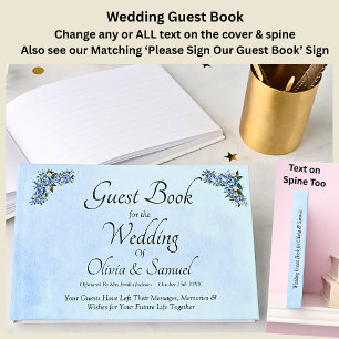Wedding Guest Book Blue Peony