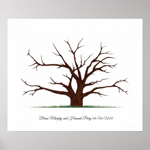 Wedding Guest Book Brown Fingerprint Tree