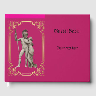 Wedding guest book classic pink and gold