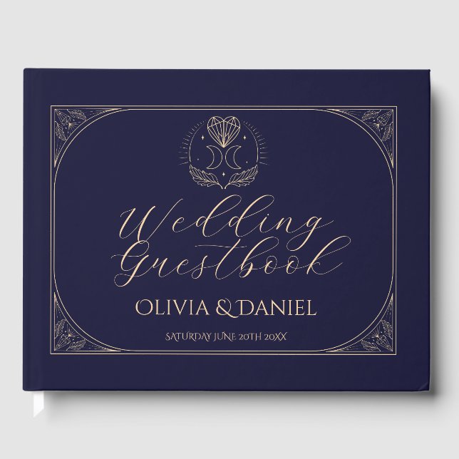 Wedding Guest Book Cosmic Tarot Moon Stars Aligned (Front)
