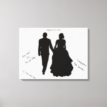 Wedding Guest Book Couple Silhouette Canvas