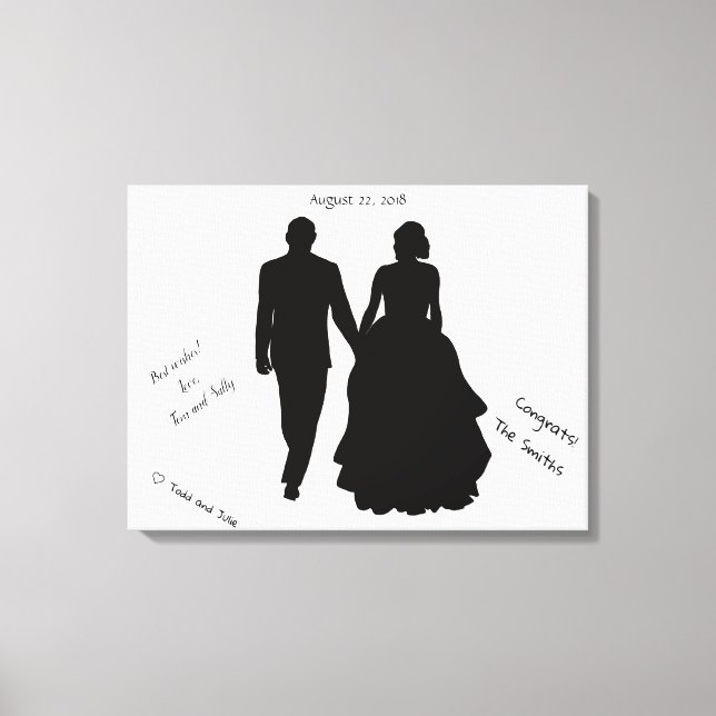 Wedding Guest Book Couple Silhouette Canvas (Front)